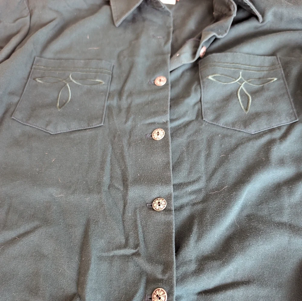 Dark Green Button-Up Roper Shirt - Picture 2 of 5